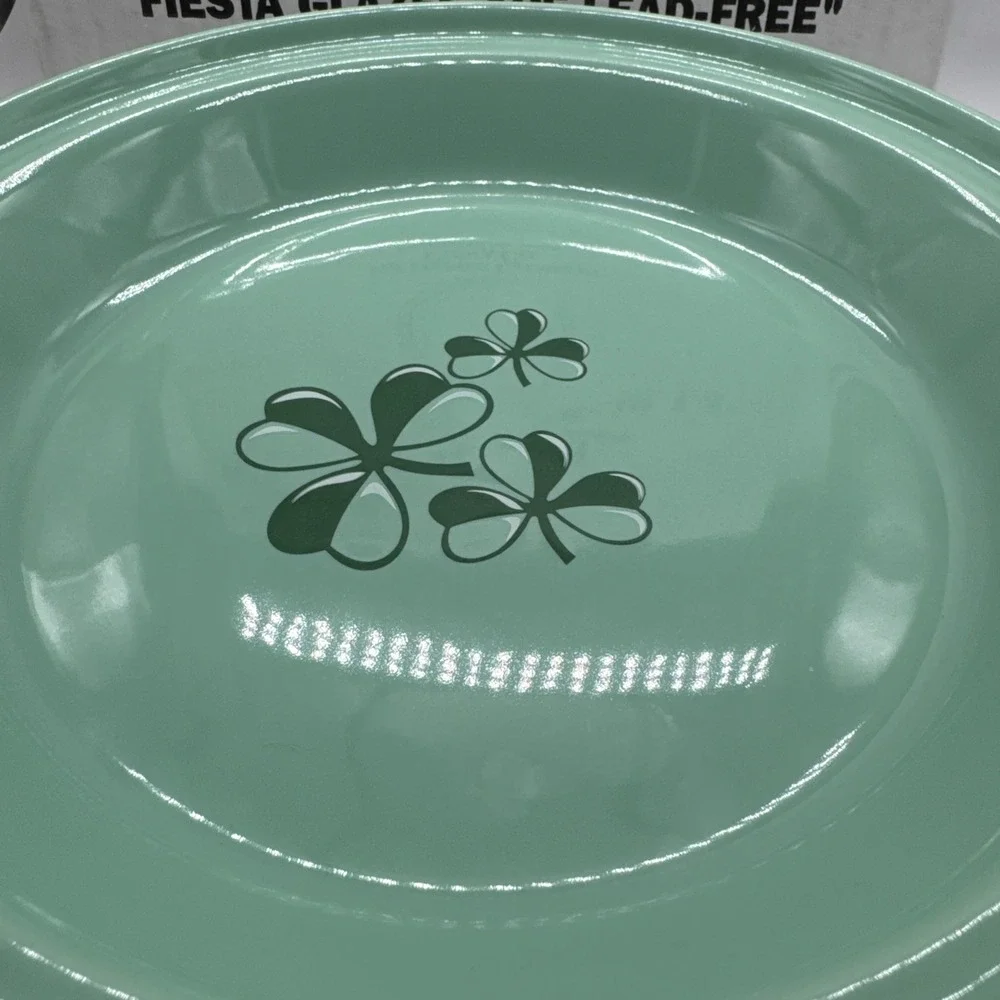 FIESTA SEA MIST GR LARGE PIE BAKER Shamrock w/Box SHIPS FREE